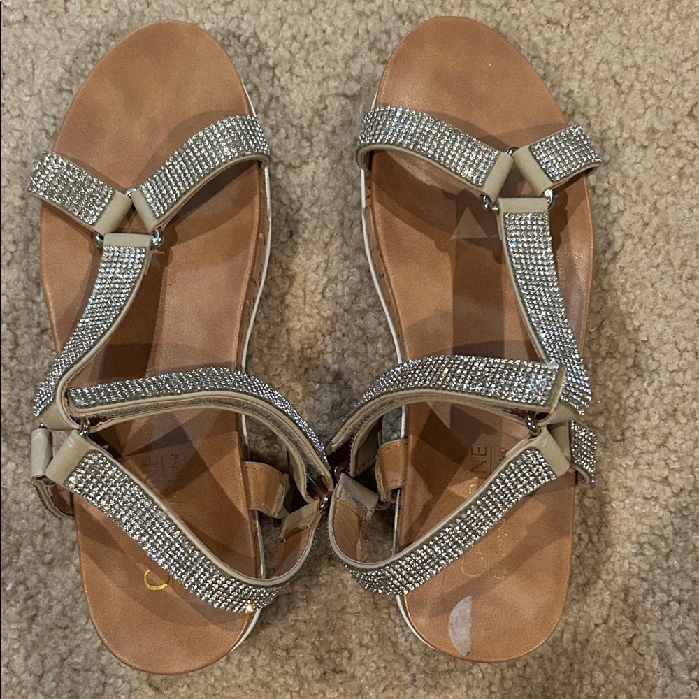 Rhinestone Embellished Strappy cork soles